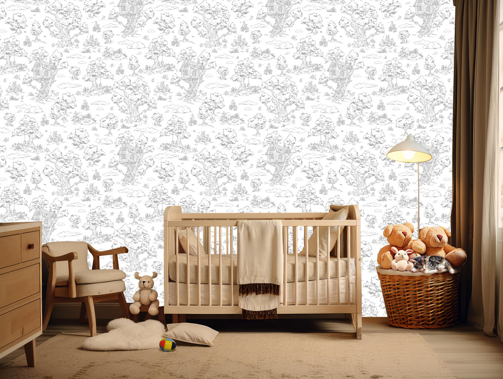 Wyatt Whimsical Wallpaper in White, Blue and Pink