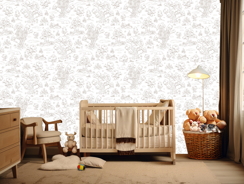 Wyatt Whimsical Wallpaper in White, Blue and Pink