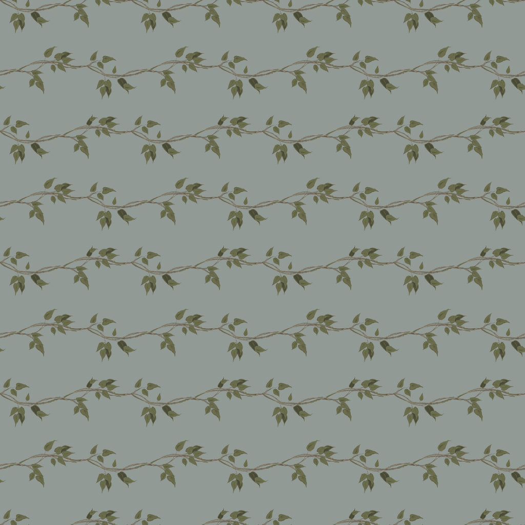Sage Green and Dark Forest Green Botanical Removable Wallpaper
