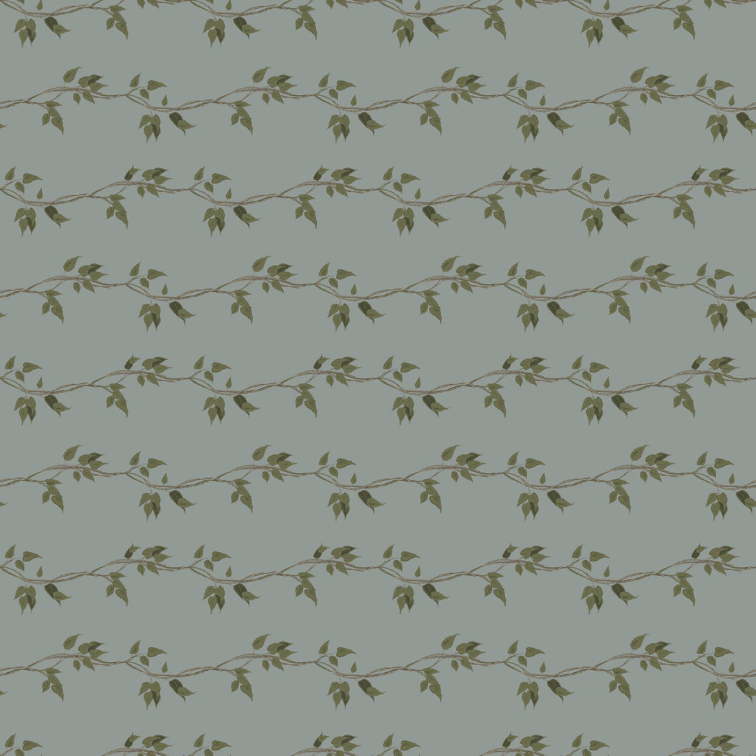 Sage Green and Dark Forest Green Botanical Removable Wallpaper