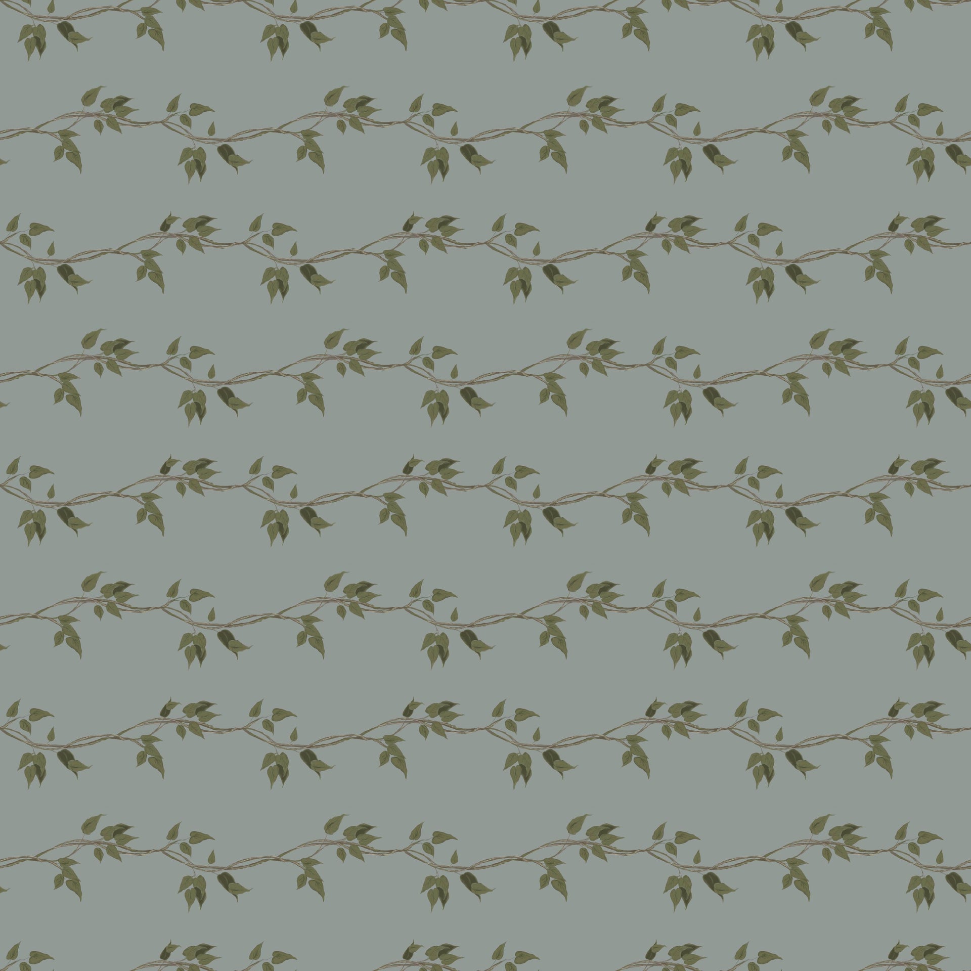 Sage Green and Dark Forest Green Botanical Removable Wallpaper
