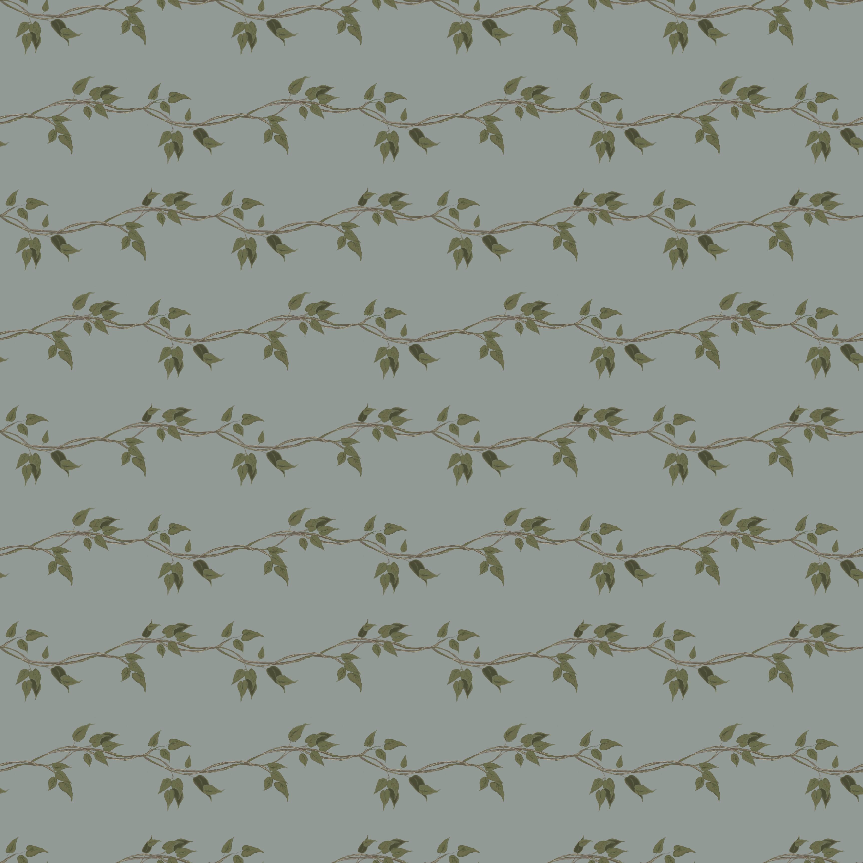 Sage Green and Dark Forest Green Botanical Removable Wallpaper