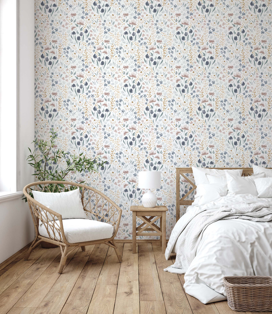 Wysteria Floral Removable Wallpaper, Bohemian Cottagecore