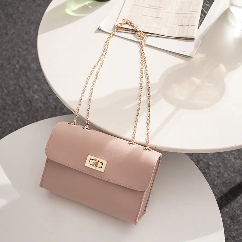 Women's Chain Strap Shoulder Bag Small Square PU Leather Purse - Image 2