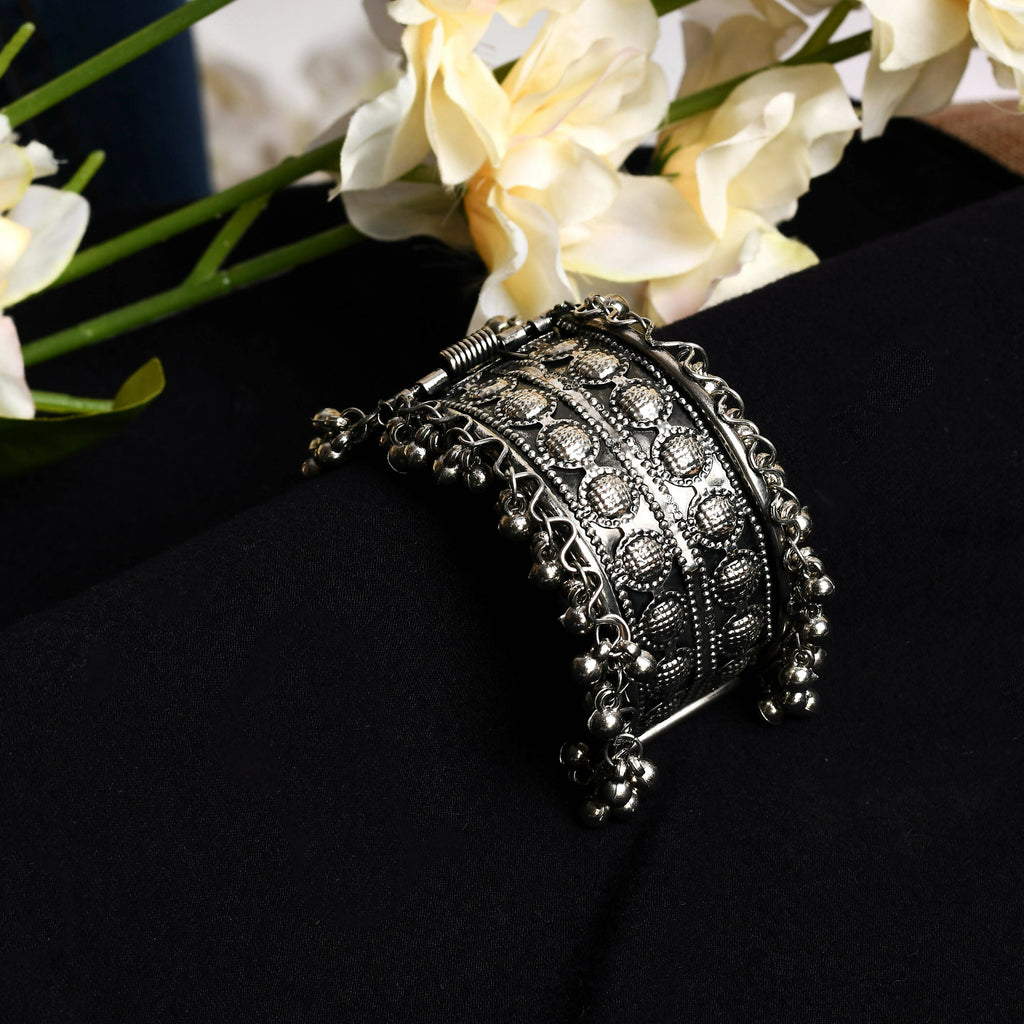Oxidised Silver-Plated Ghungroo Handcrafted Bracelet Design 027