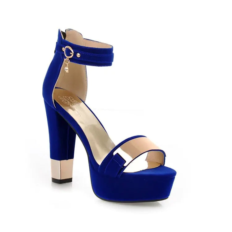 Women's Suede Platform High Heels with Metallic Ankle Strap - Image 10