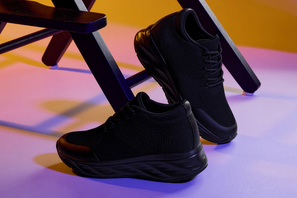 CALTO - X2690 - 2.8 Inches Taller (Black/Black Sole) - Lightweight Sporty Sneakers