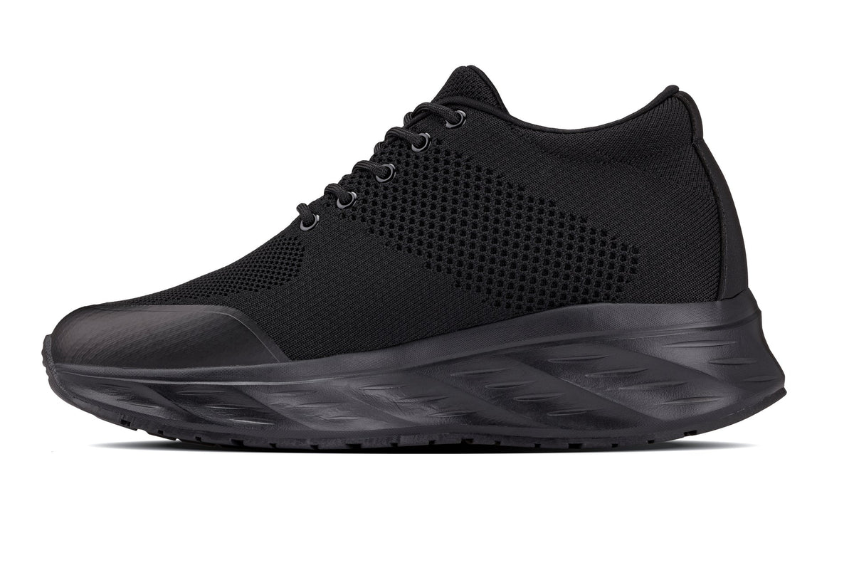 CALTO - X2690 - 2.8 Inches Taller (Black/Black Sole) - Lightweight Sporty Sneakers