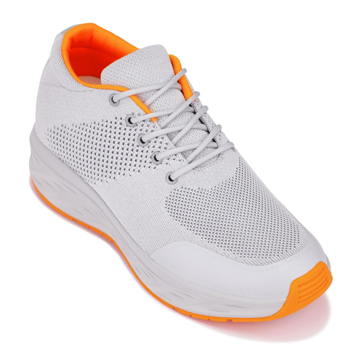 CALTO - X2694 - 2.8 Inches Taller (Light Grey/Orange) - Lightweight Sporty Sneakers
