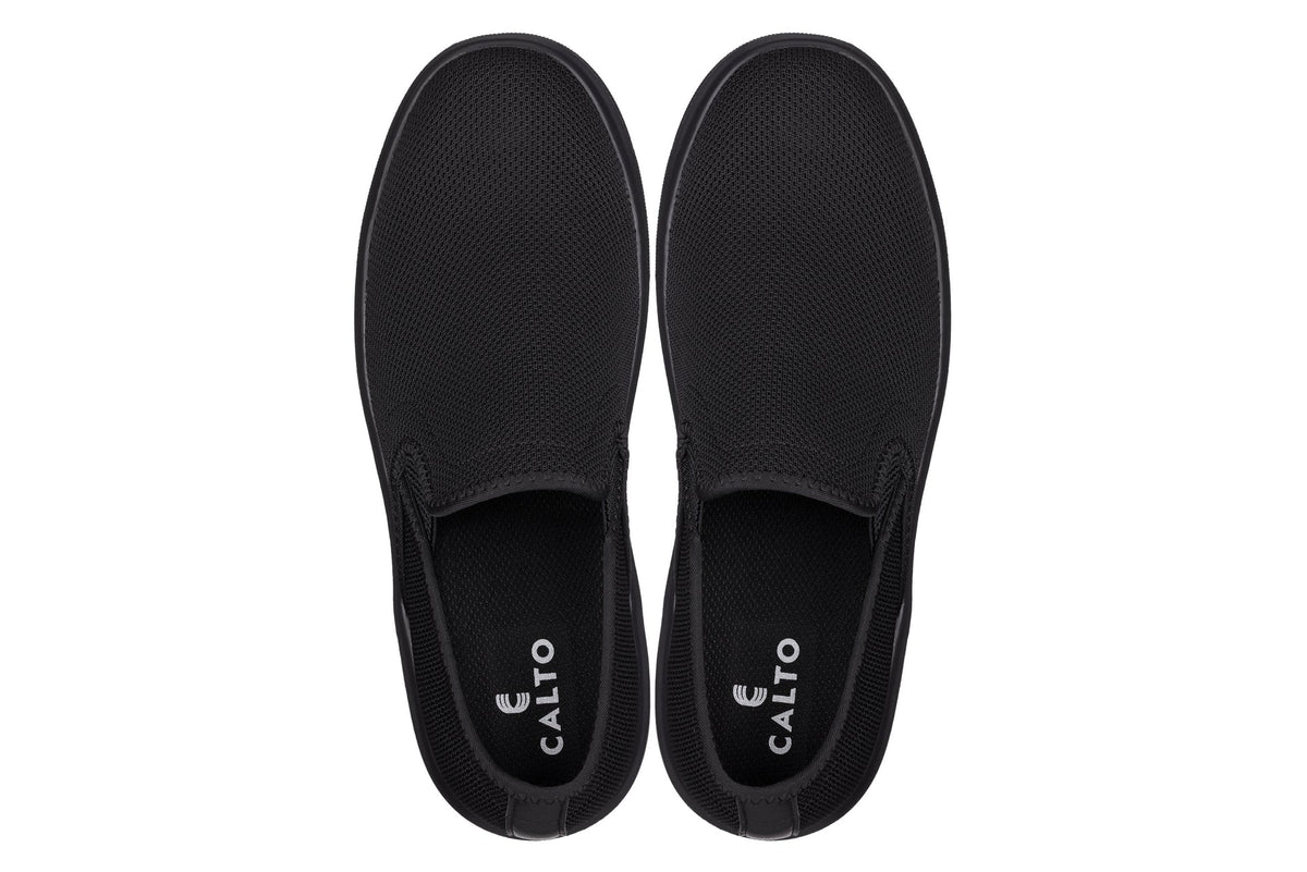 CALTO - X2780 - 2.8 Inches Taller (Black/Black Sole) - Lightweight Sneaker Loafers