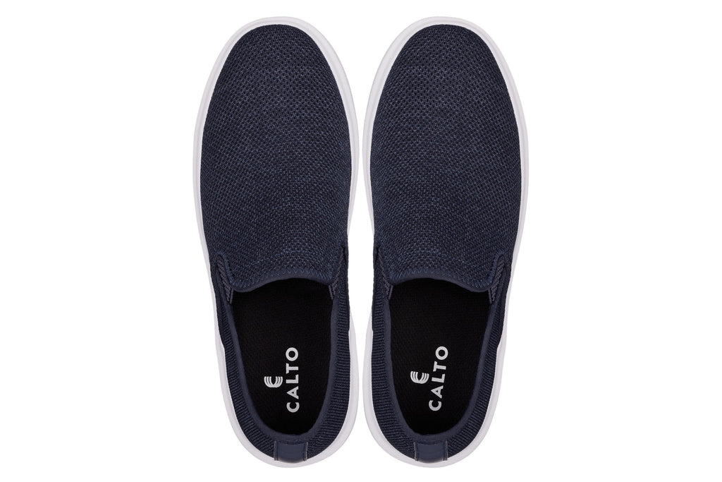 CALTO - X2781 - 2.8 Inches Taller (Navy/Grey Sole) - Lightweight Sneaker Loafers