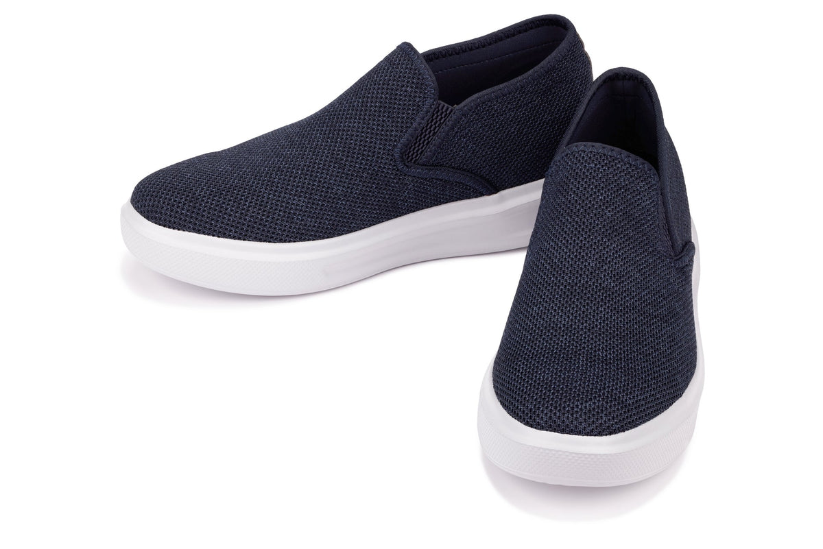 CALTO - X2781 - 2.8 Inches Taller (Navy/Grey Sole) - Lightweight Sneaker Loafers