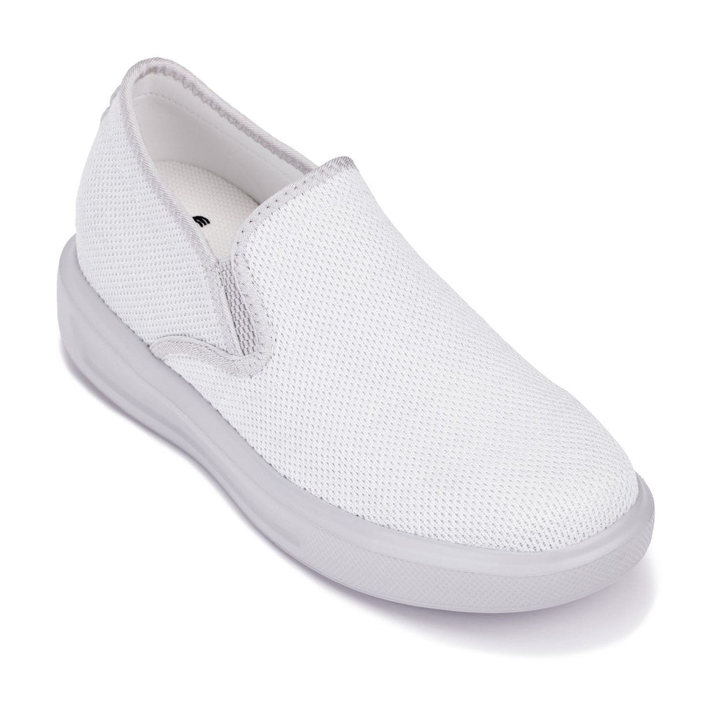 CALTO - X2782 - 2.8 Inches Taller (Super Light Grey/Grey Sole) - Lightweight Sneaker Loafers