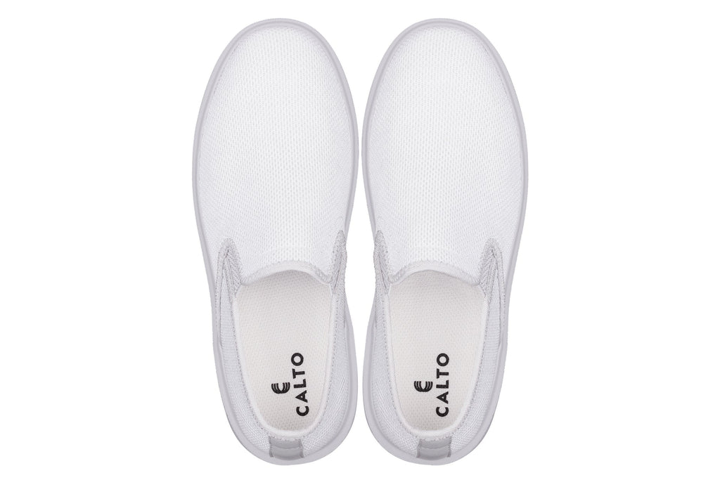 CALTO - X2782 - 2.8 Inches Taller (Super Light Grey/Grey Sole) - Lightweight Sneaker Loafers