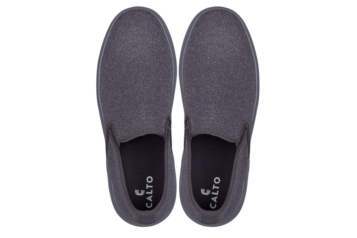 CALTO - X2783 - 2.8 Inches Taller (Charcoal/Grey Sole) - Lightweight Sneaker Loafers