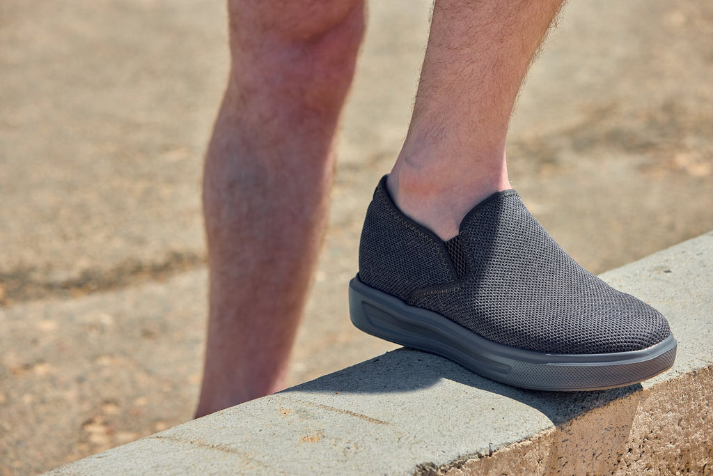 CALTO - X2783 - 2.8 Inches Taller (Charcoal/Grey Sole) - Lightweight Sneaker Loafers