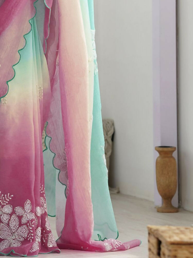 Rama_Bit Gold Crush Embroidery Work Saree