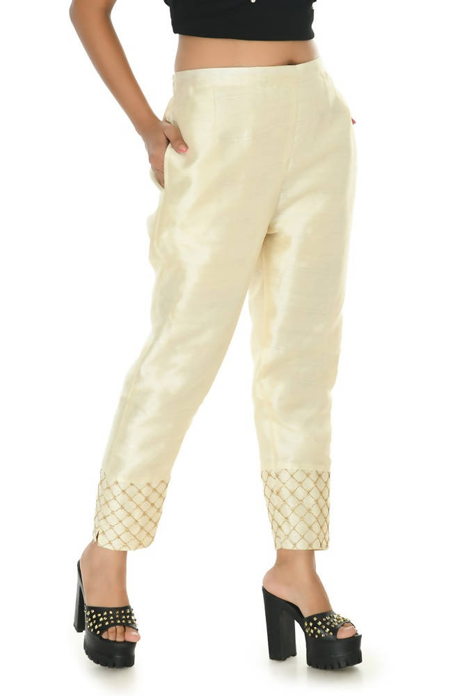 Off White Moeza Silk Ankle-Length Slip-On Pant
