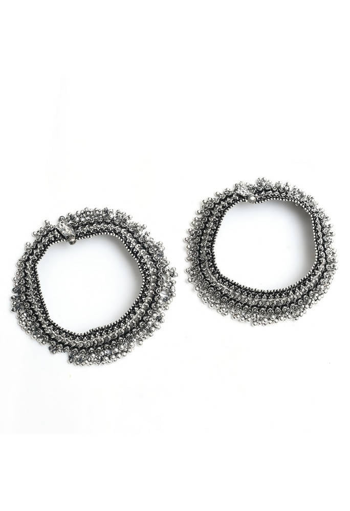 Heavy Oxidised Silver Traditional Anklets for Women & Girls
