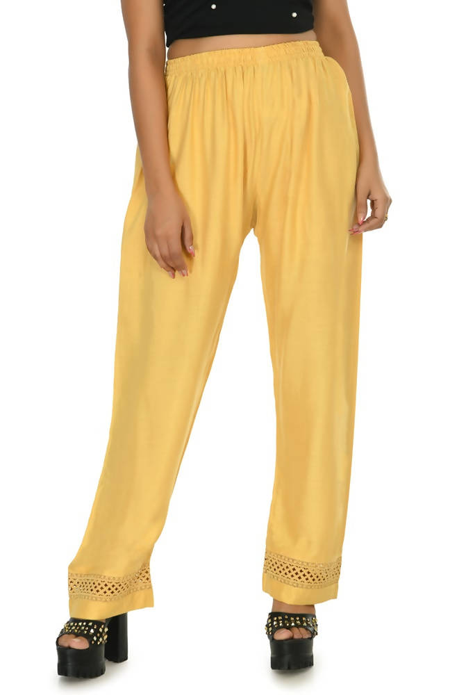 Golden Rayon Cotton Straight Palazzo Pants for Women