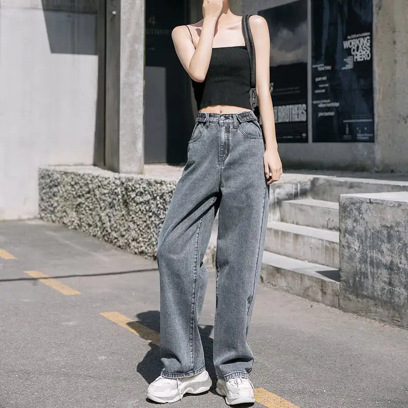 Women's Wide Leg Elastic Waist Jeans for Casual Daily Wear - Image 7