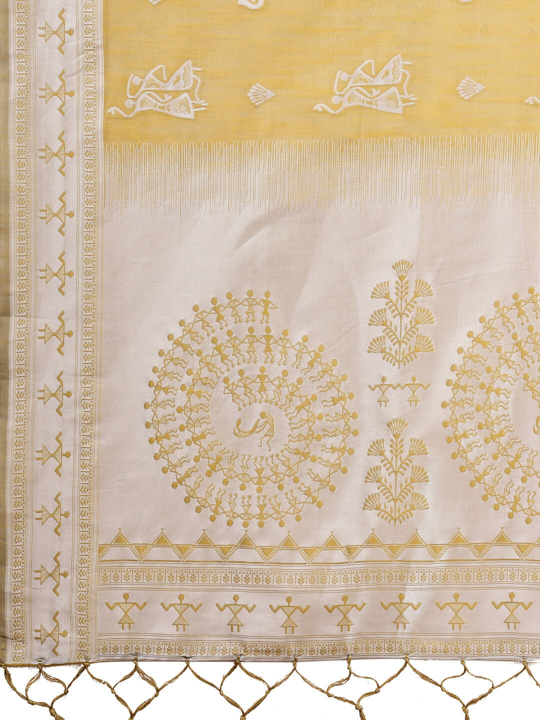 Varnika Mustard Linen Cotton Saree with Matching Blouse Piece