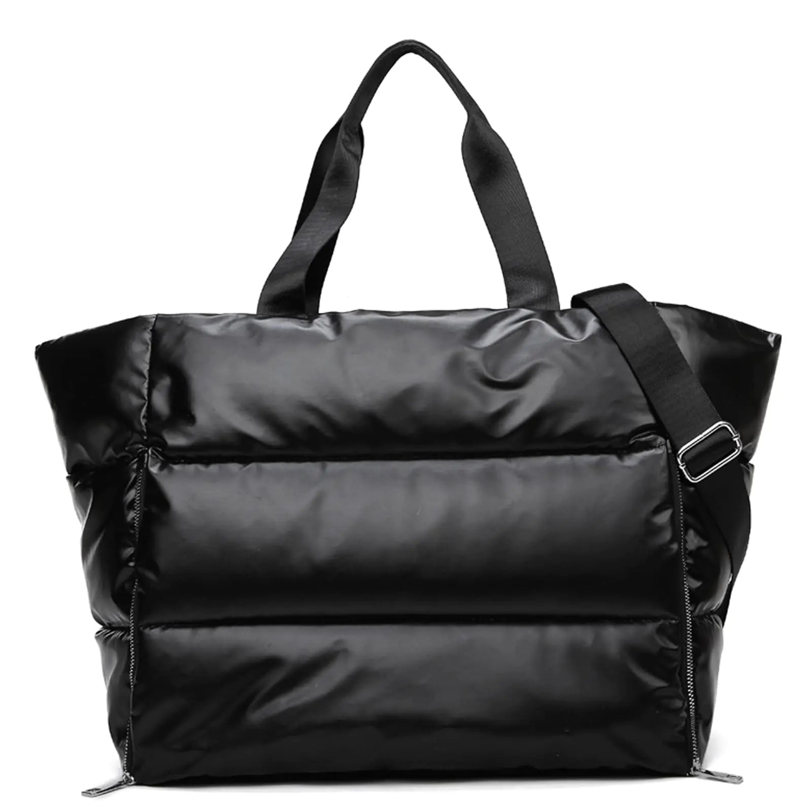 Barsine Puffer Tote Bag for Women Large Puffy Shoulder Handbag Lightweight Yoga Bag with Wet Pocket for Travel Gym Black