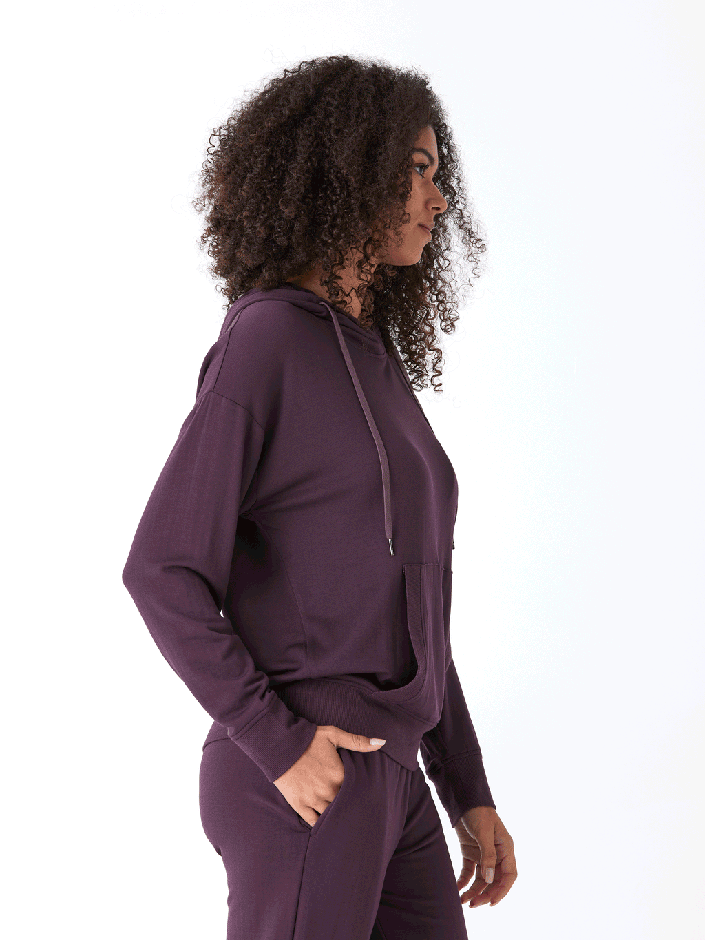 Madge Feather Fleece Pullover Hoodie with Relaxed Fit & Pockets