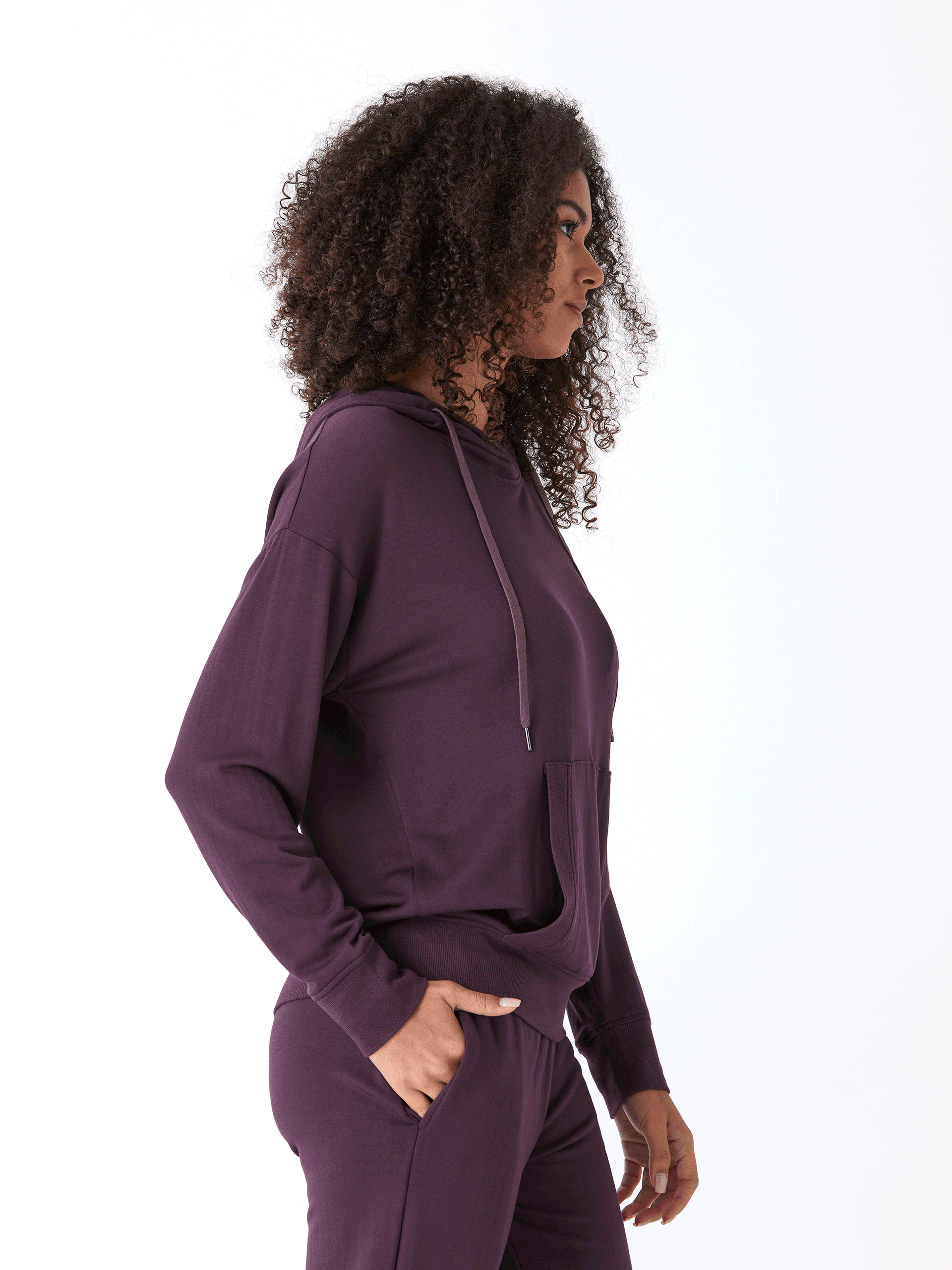 Madge Feather Fleece Pullover Hoodie with Relaxed Fit & Pockets