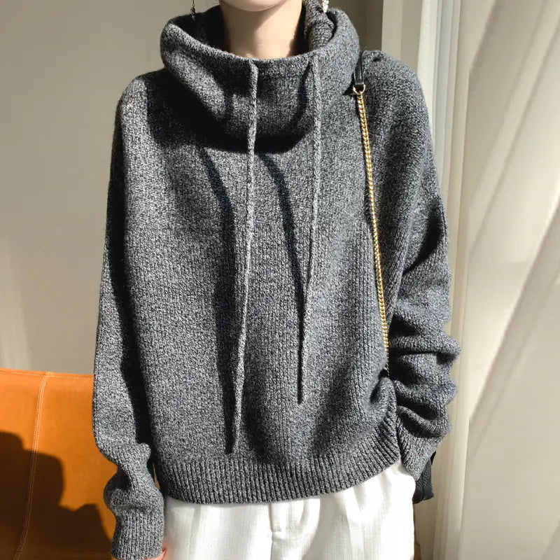 Women's Thick Wool Blend Hooded Sweater Cozy Winter Knit Pullover - Image 5