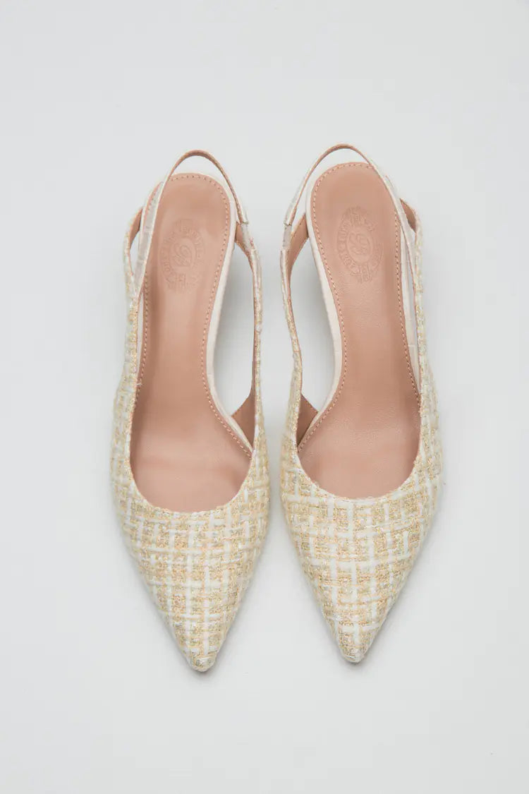 Tweed Slingback Heels with Sculptural Round Heel - Image 16