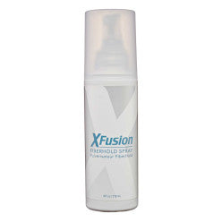 4oz bottle of XFusion FiberHold Spray with clinical white packaging and blue text