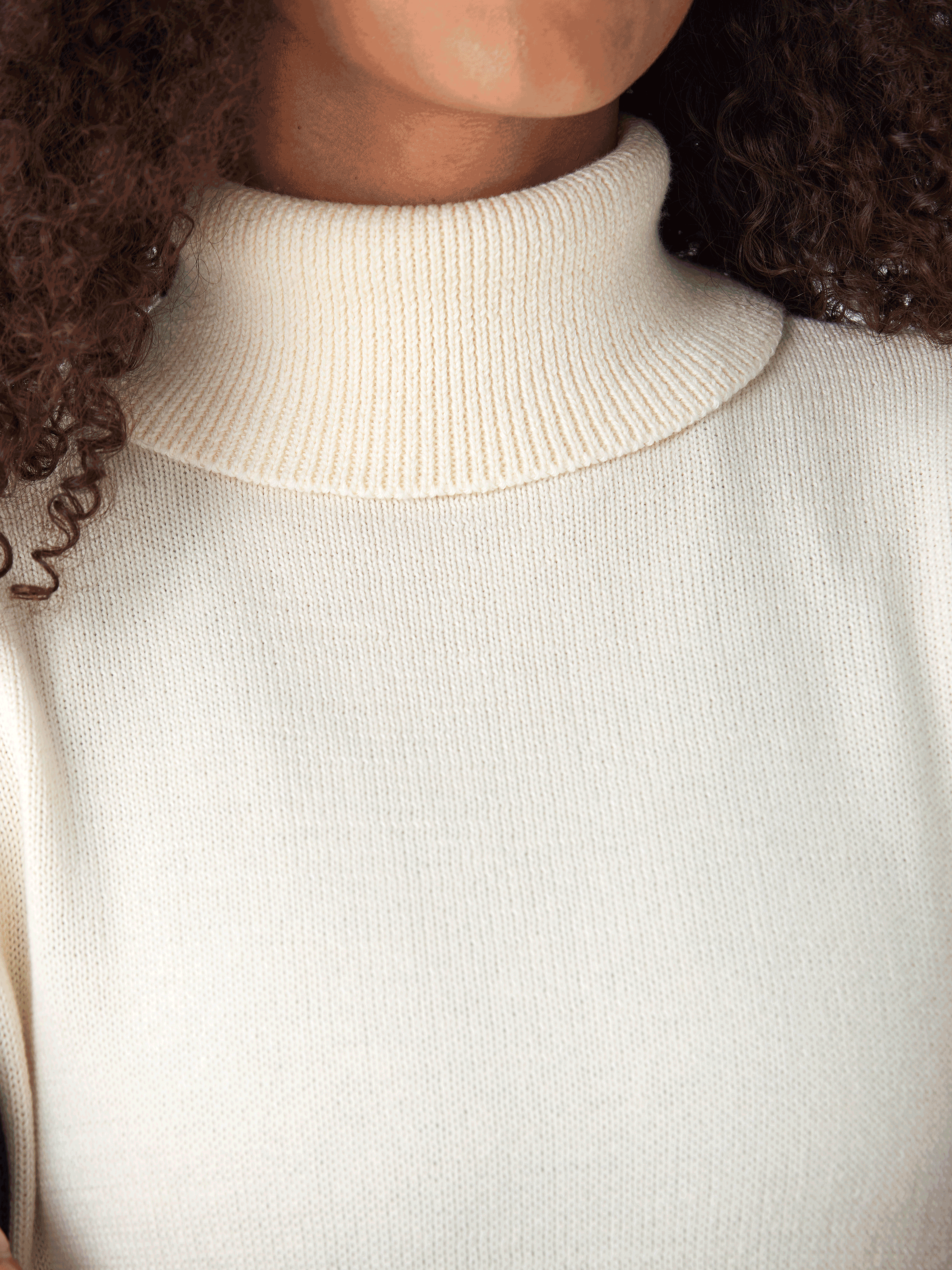 Off-White and Black Colorblock Turtleneck Knit Sweater