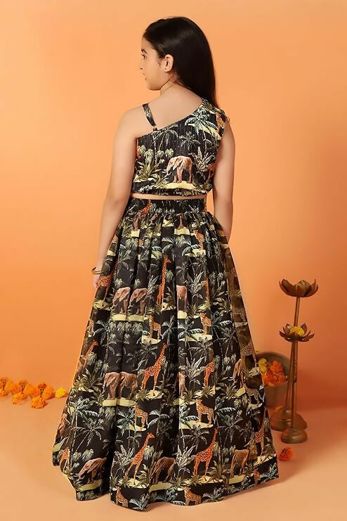 Girl's Black Silk Blend Lehenga Choli for Ethnic Celebrations