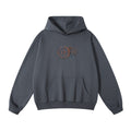 Charcoal grey men's hoodie featuring an industrial gear print design