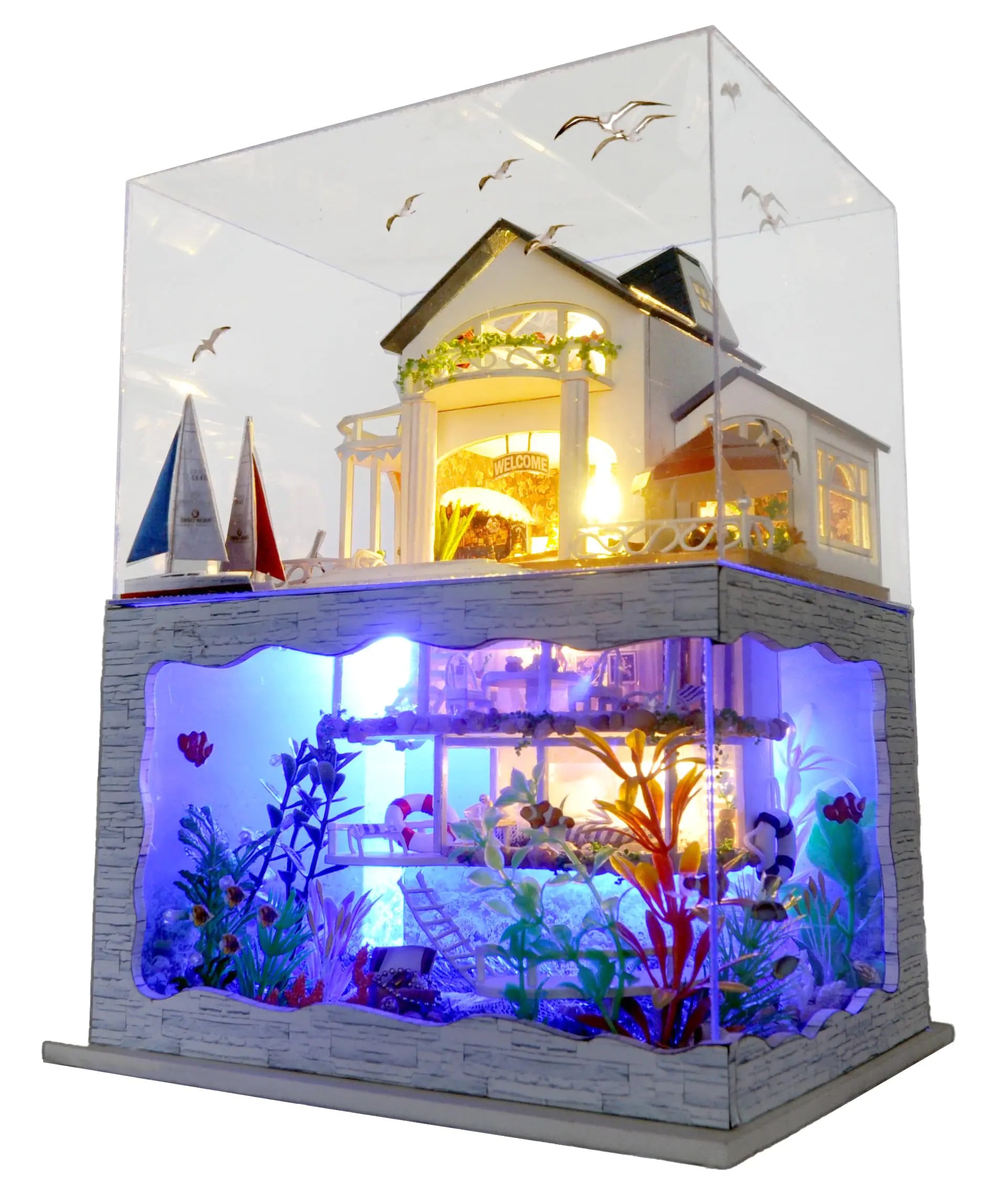 RHZN Miniature House Kit Dollhouse Kit Miniature Kit DIY Mini House Building Kit for Adult Teen Holidays in Hawaii