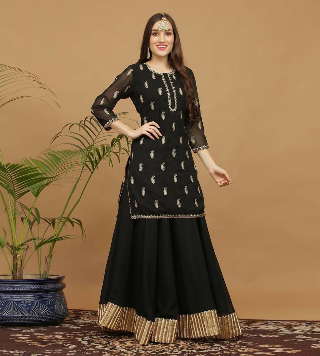 Black Georgette Lehenga Set with Traditional Flair
