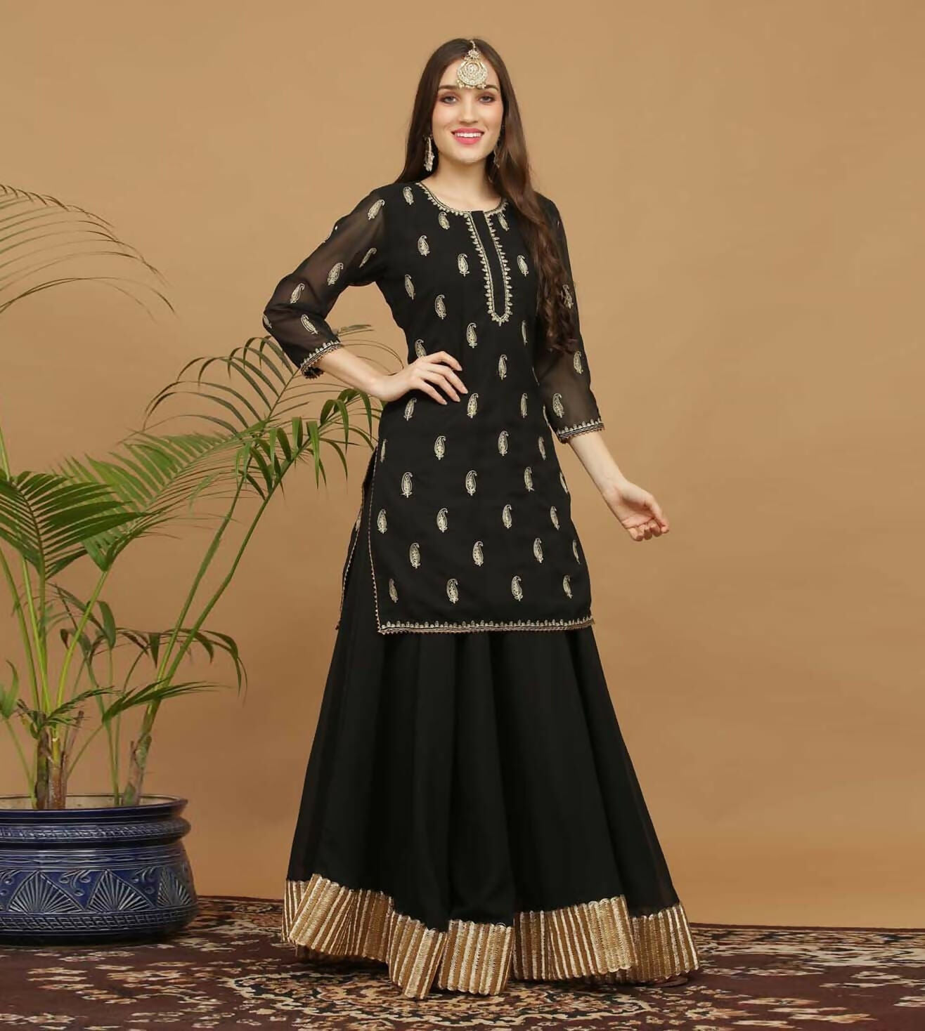 Black Georgette Lehenga Set with Traditional Flair