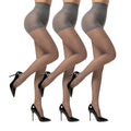 EVERSWE 3 Pairs Women's Sheer Tights 20D, High Waist Control Top Pantyhose Hosiery Large Grey
