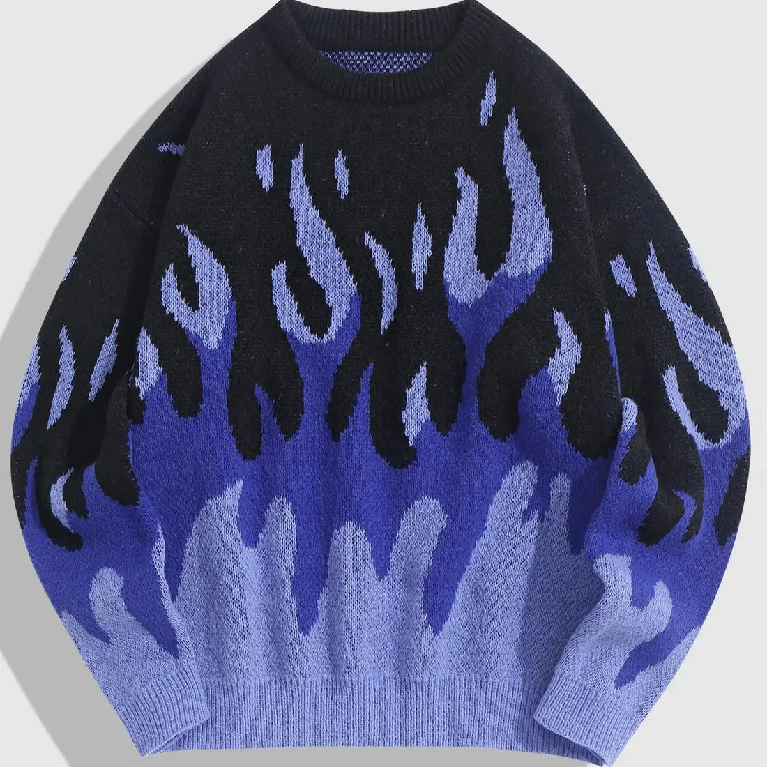 Unisex Flame Pattern Round Neck Long Sleeve Pullover Sweater - Image 4