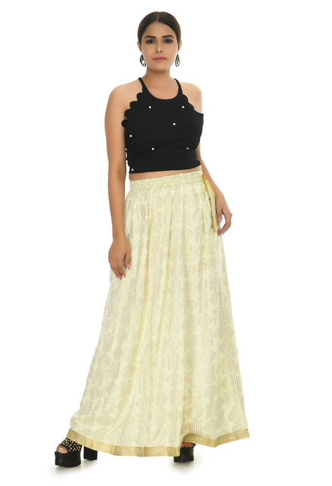 Moeza Cotton Off White Printed Lehenga Lancha for Women