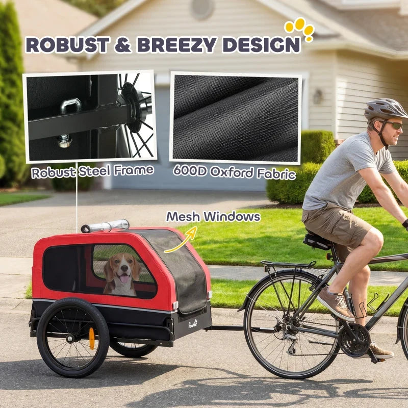 Dog Bike Trailer for Small & Medium Dogs, Universal Bicycle Coupler, Flip-Down Ramp Tailgate