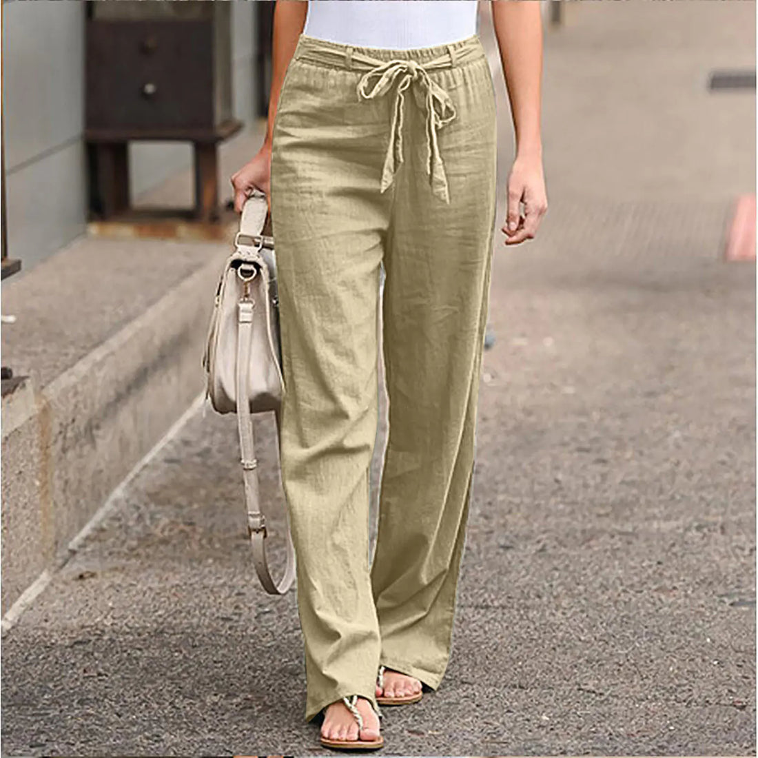 Women's Casual Wide-Leg Pants with Drawstring Waist - Image 45