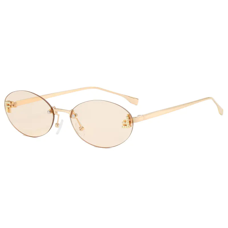 Trendy Women's Oval Metal Sunglasses by F Brand