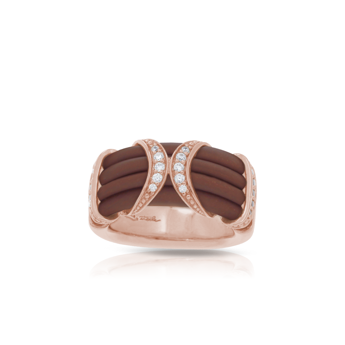 Xena Ring in Sterling Silver with Black Italian Rubber and Stones - Image 2