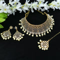 Heavy Rajwadi design golden choker necklace set made of brass