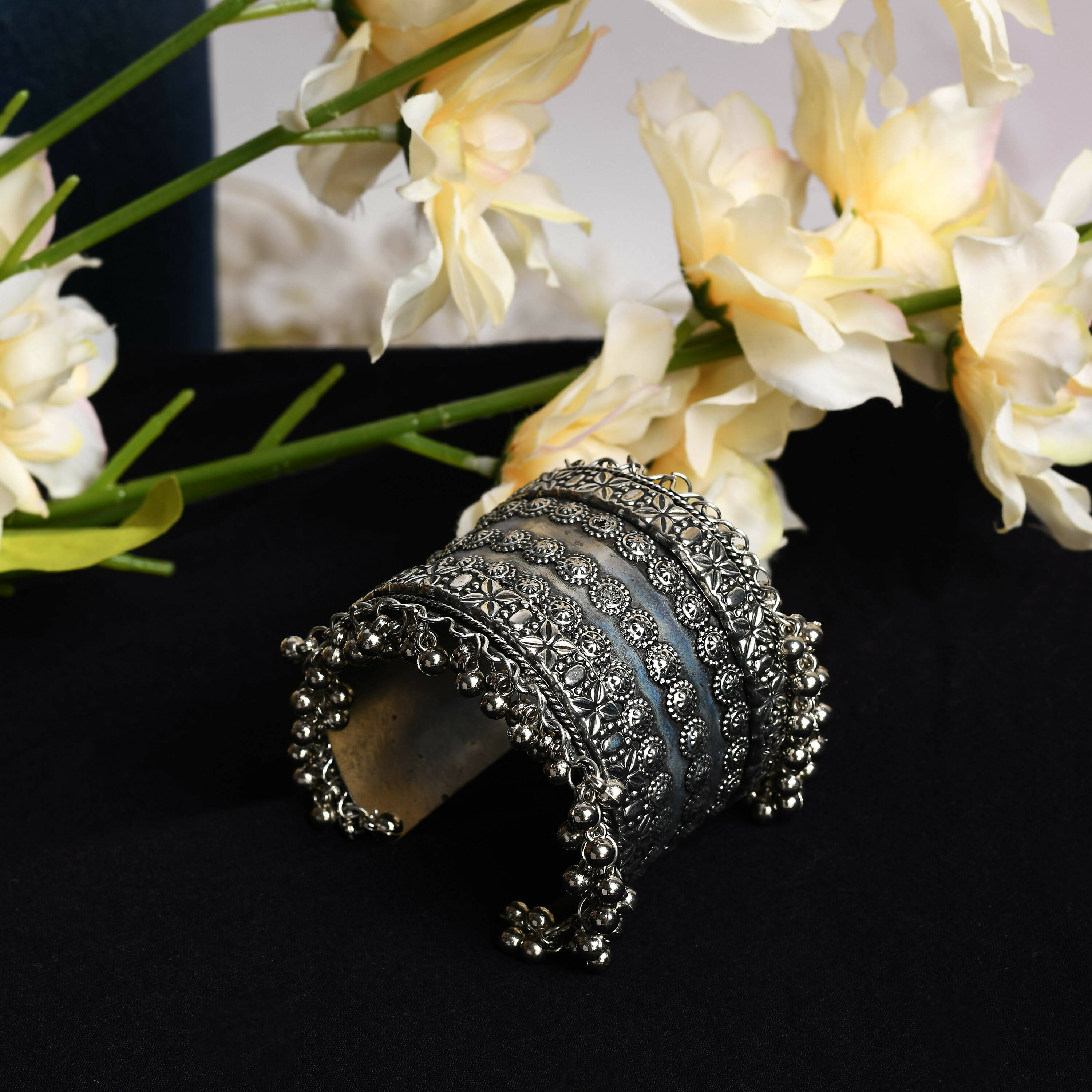 Joharkamal Oxidised Silver-Plated Ghungroo Handcrafted Bracelet