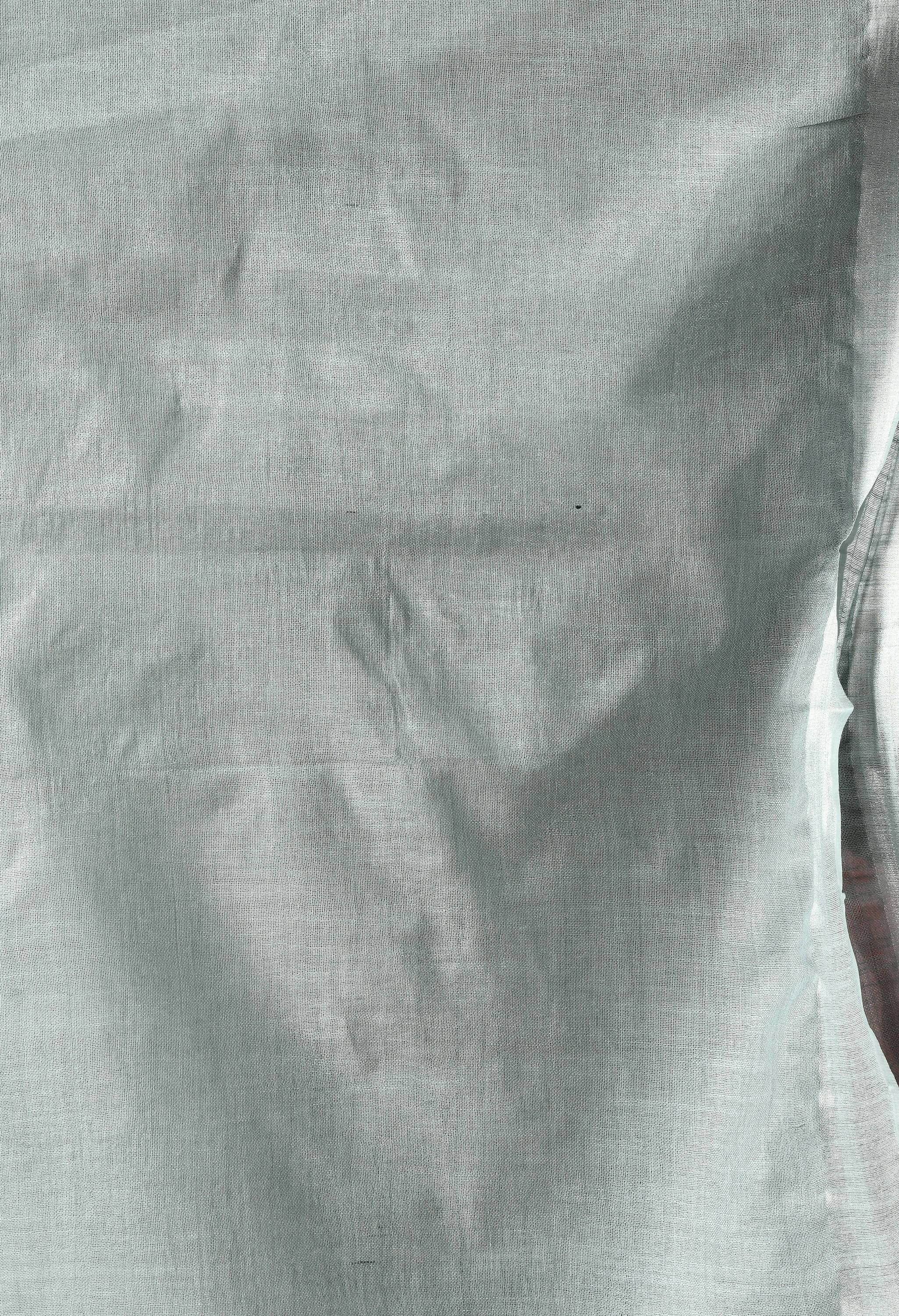 Gray Bhagalpuri Handloom Silk Linen Saree with Unstitched Blouse