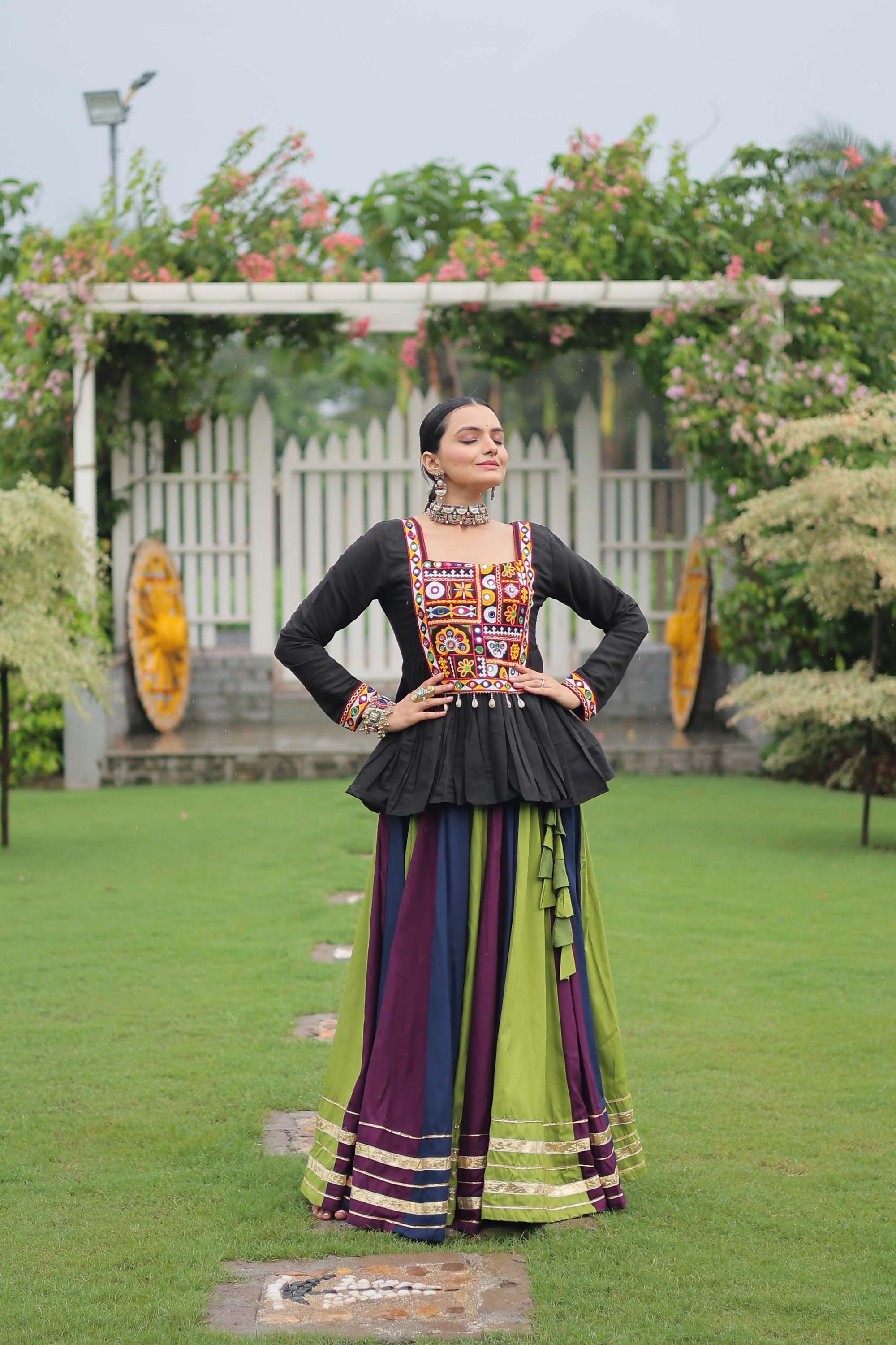 Multicolor Rayon Gota-Patti Lace Lehenga Choli Ethnic Set