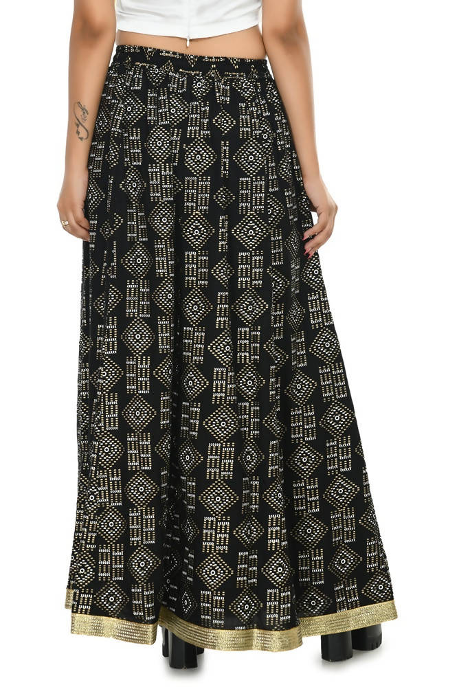 Moeza Black Printed Cotton Lehenga Lancha 40 Inch Length